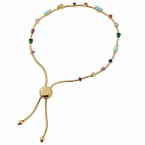 Tai Designer Cubic Zirconia Gold Tone Multicolor Slider Bracelet $155